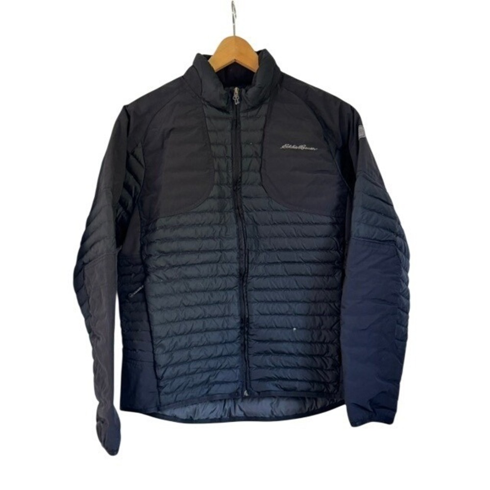 Eddie Bauer Sport Shop Mens Medium Black Hybrid Quilted Puffer Softshell Jacket